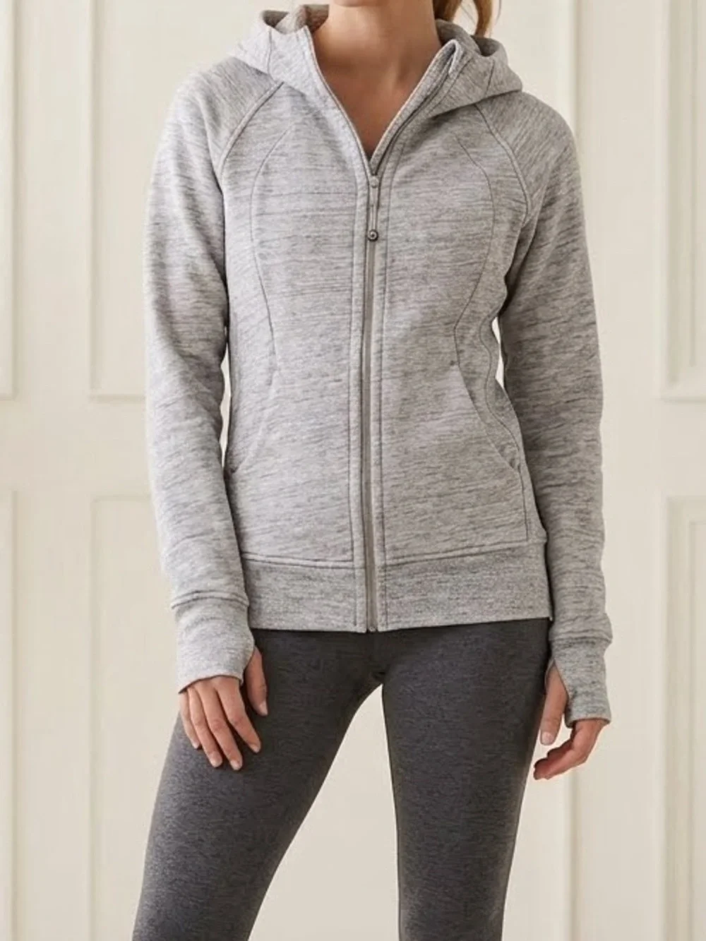 Lululemon Scuba Full Zip Hoodie Heathered Light Gray Size 8